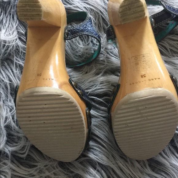 Marc Jacobs Denim Leather Platform Sandals - Picture 3 of 6